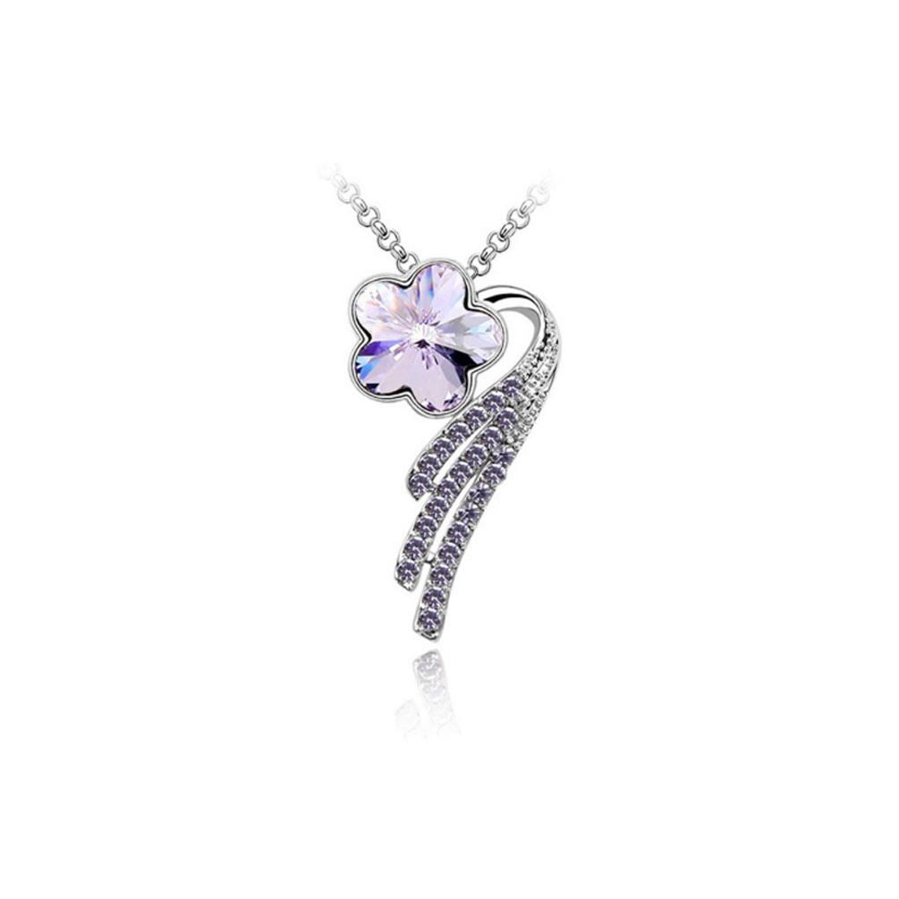 Charles William Women's Flower Petal Pendant Necklace Jewellery Purple Crystal Stone Gift UK Seller