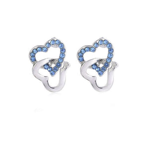 Silver Stud Earrings with Light Blue Stones