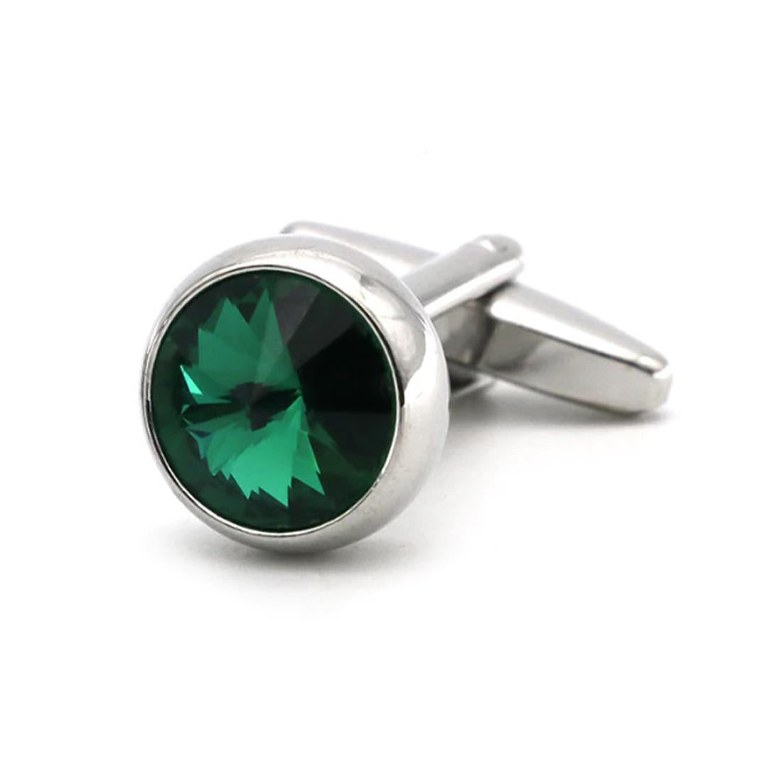 Charles William Elegant Silver Emerald Green Cufflinks Present Shard Flash Smart Shirt Fashion UK