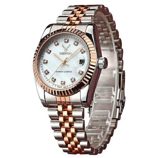 Deerfun Ladies Watch Two Tone Silver And Gold Two Tone With Date Display