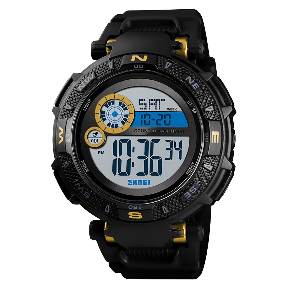 Skmei Mens Large Dial Digital Watch Day Date Alarm Stopwatch Tough Sports Watch DG1467G