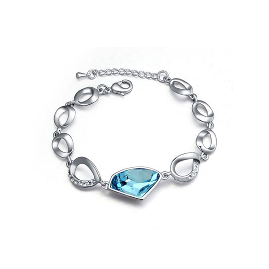 Women's Girls Fashion Bracelet Large Sky Blue Stone Crystal Jewellery Mix & Match UK Seller