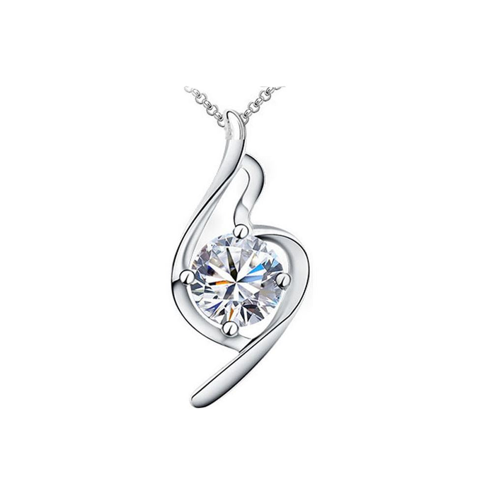 Beautiful Women's Necklace Clear Crystal Stones Bridal Clef Design BG1519