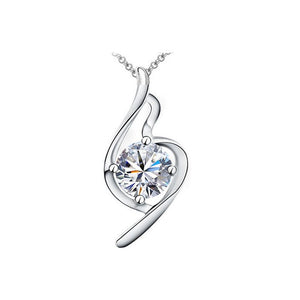 Beautiful Women's Necklace Clear Crystal Stones Bridal Clef Design BG1519