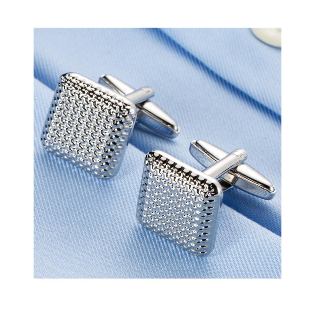 Charles William Elegant Silver Textured Cufflinks Fashion Smart Shirt Cuff LInks Wedding Office