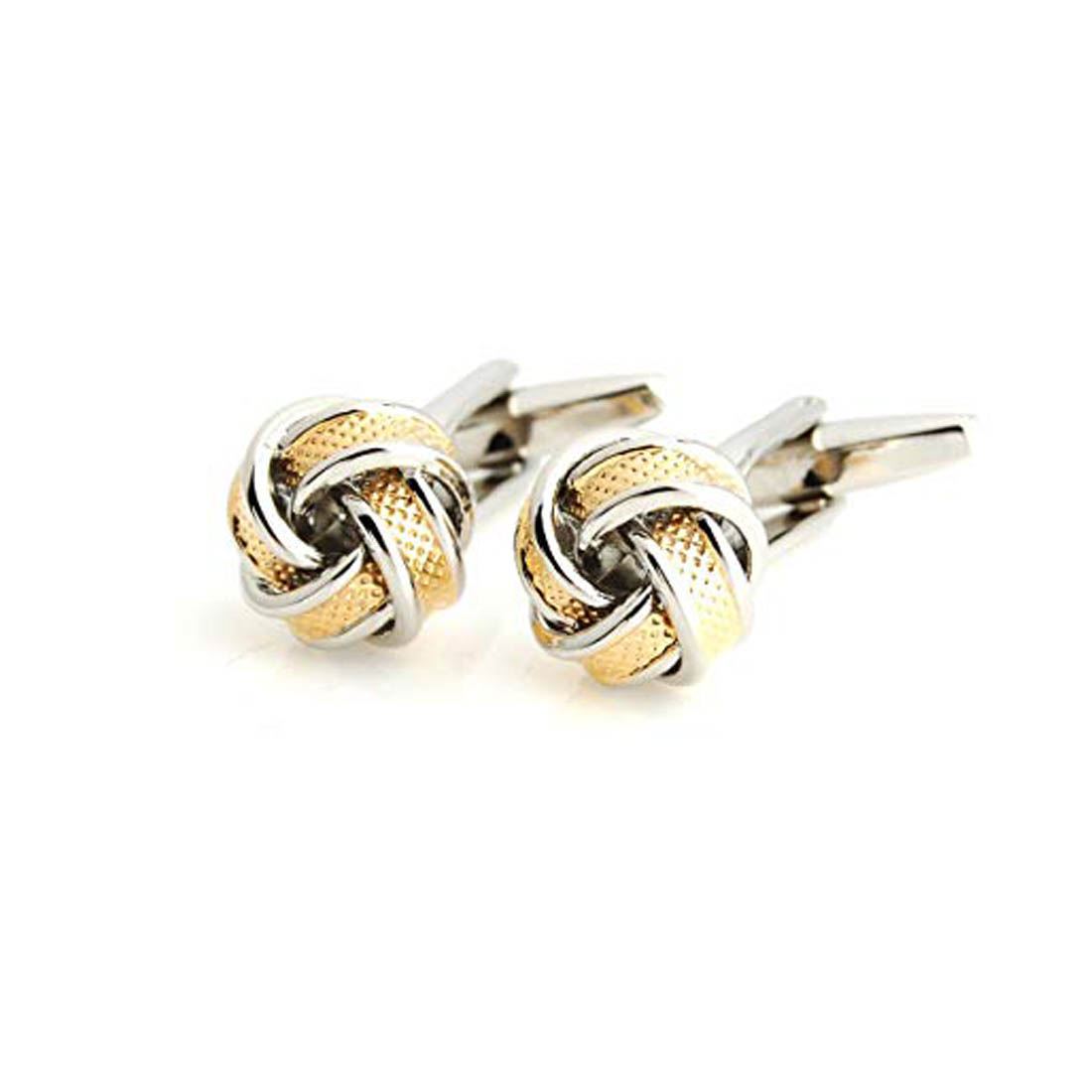 Charles William Gold Silver Knot Cufflinks Two Tone Colour Shirt Cuff Button Elegant Classy Premium Quality