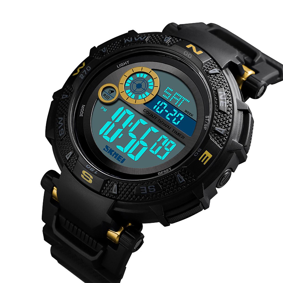 Skmei Mens Large Dial Digital Watch Day Date Alarm Stopwatch Tough Sports Watch DG1467G