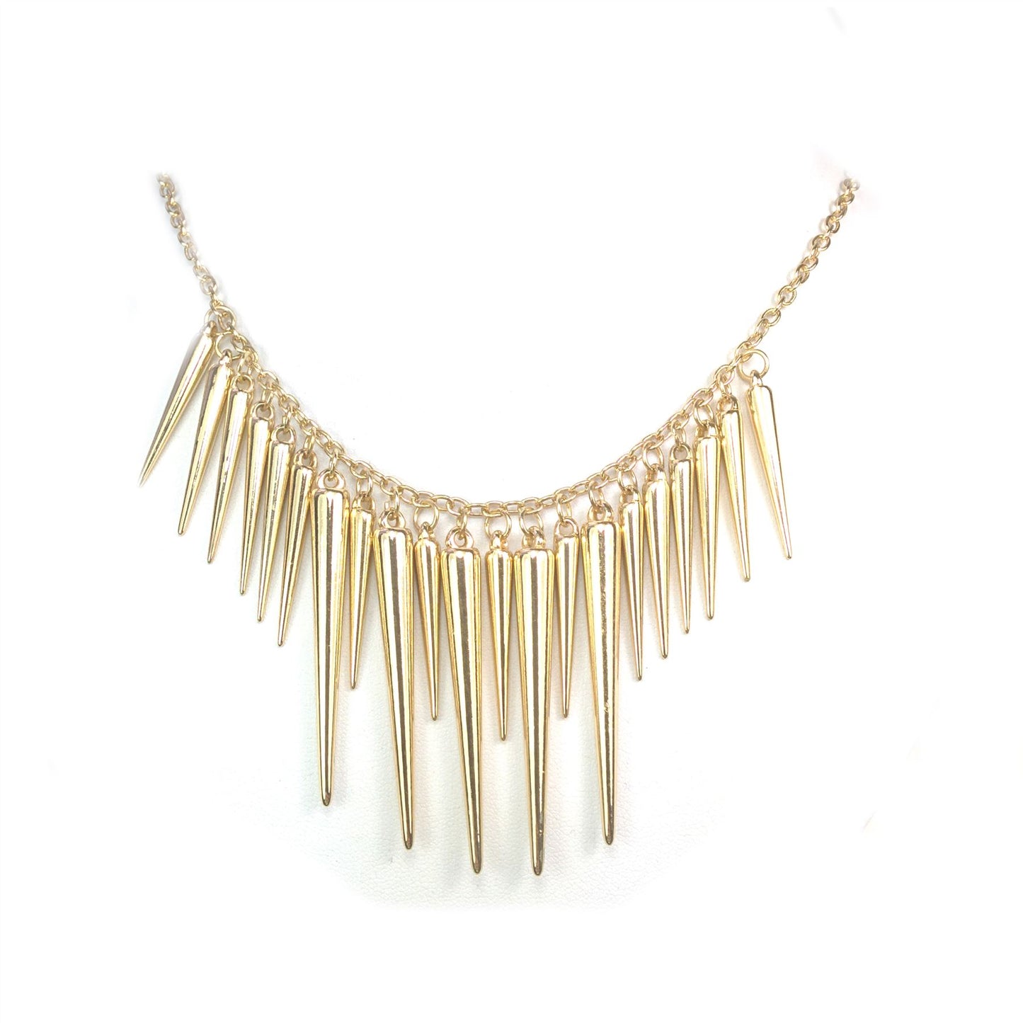 Charles William Women's Gold Spike Rivet Tassel Bib Necklace Accessory Fashion UK Seller