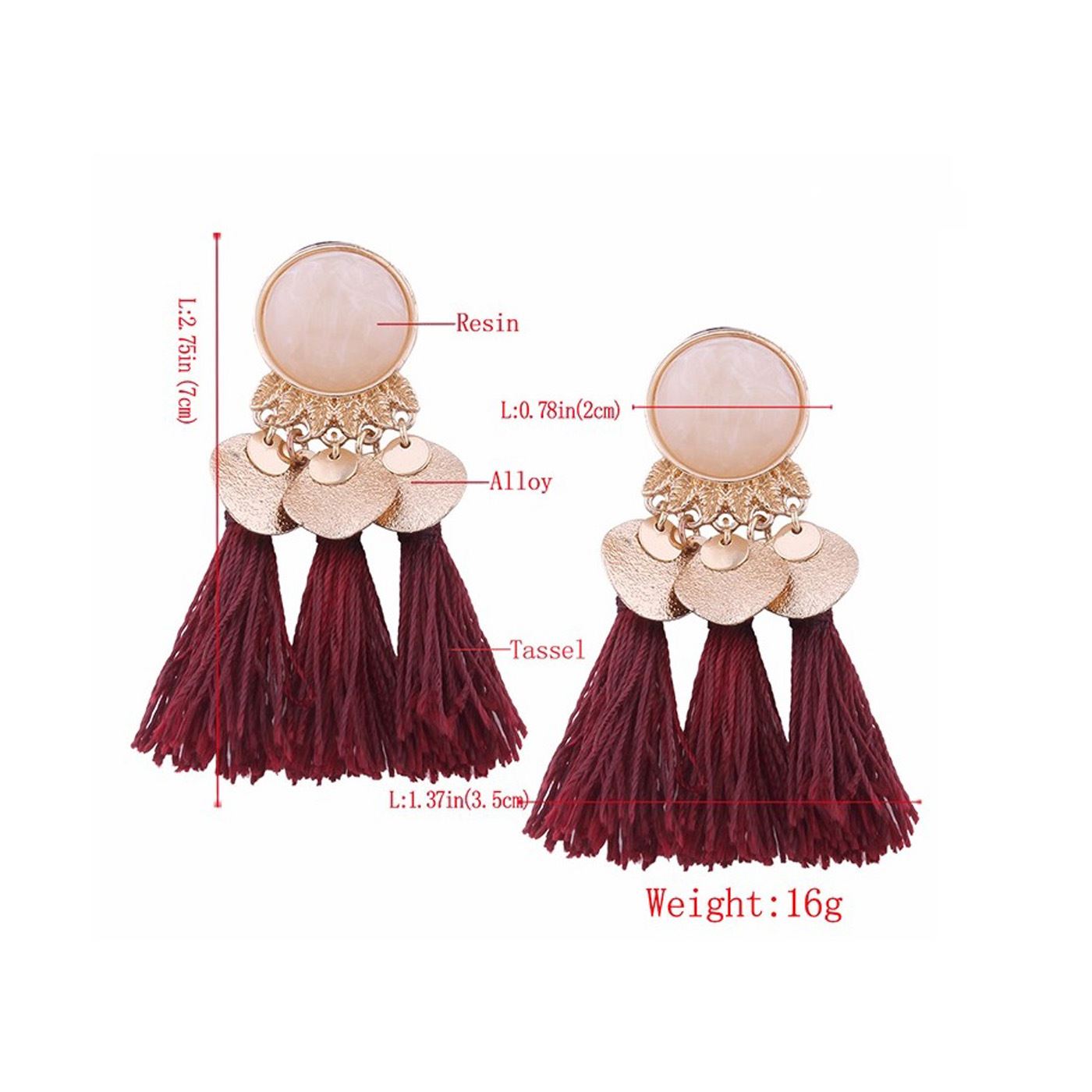 White Red Gold Drop Tassle Tassel Earrings Dress Fashion Ladies Girls Womans UK