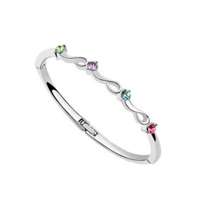 Silver Bracelet Bangle with Multi Colour Elements