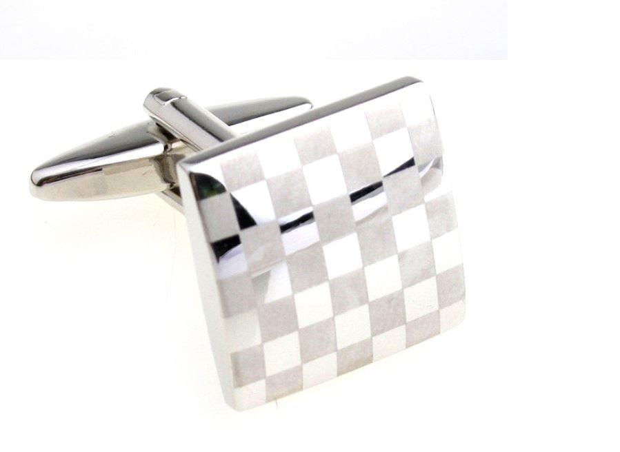 Charles William Cubed Checkerboard Chess Silver Designer smart Cufflinks Wedding Birthday