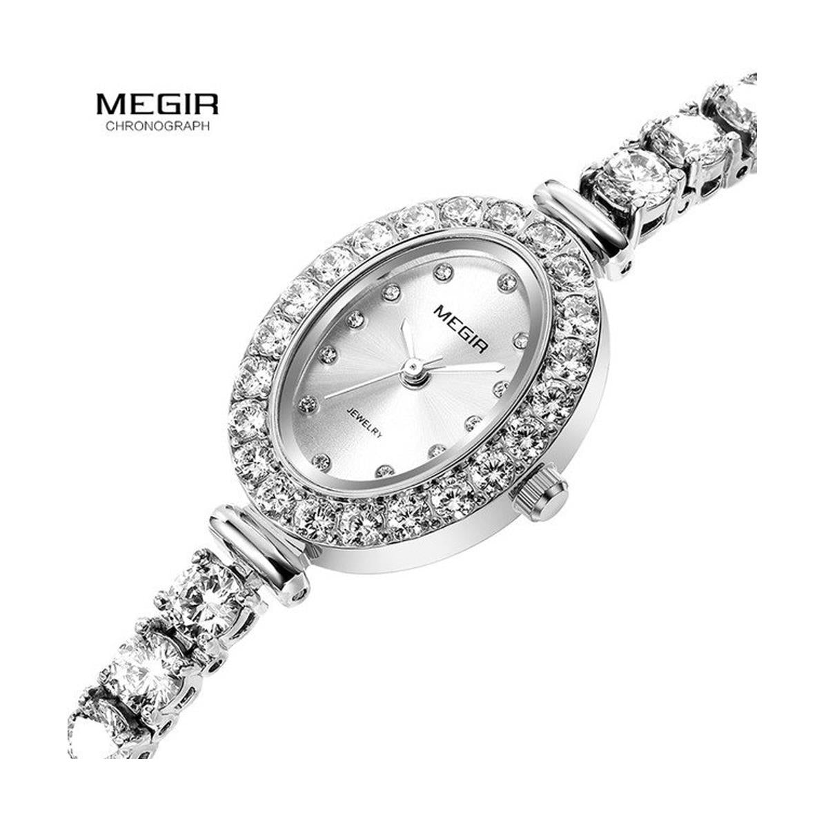 Megir Premium Megir Ladies Round Quartz Analogue Luxury Watch Silver Smart Watches UK