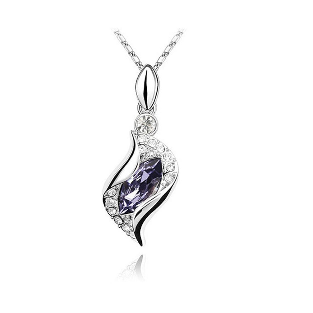 Women's Girls Light Violet Stone Fold Pendant Necklace from Charles William