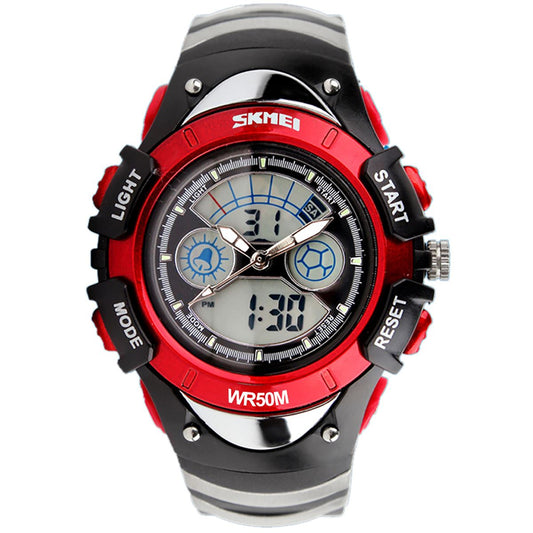 Skmei Girls Boys Kids Red Digital Watch 30m Water Resistant Dual Display Stopwatch Alarm Ages 5-13