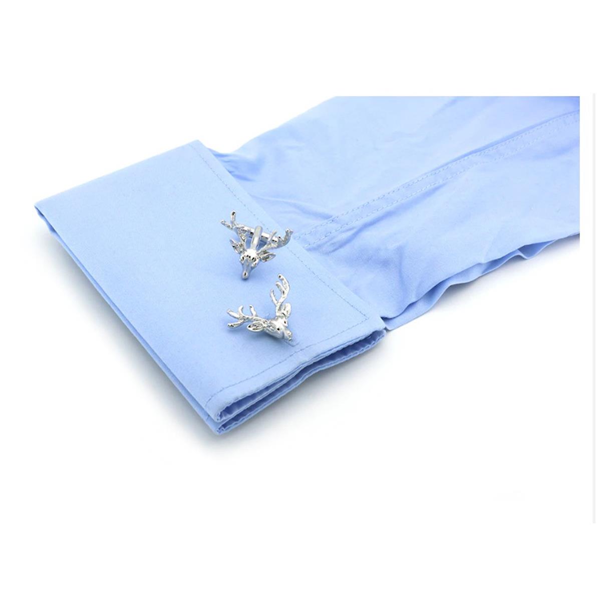 Charles William Silver Deer Antlers Head Cufflinks Nature Animal Outdoors Stag Present Gift Love