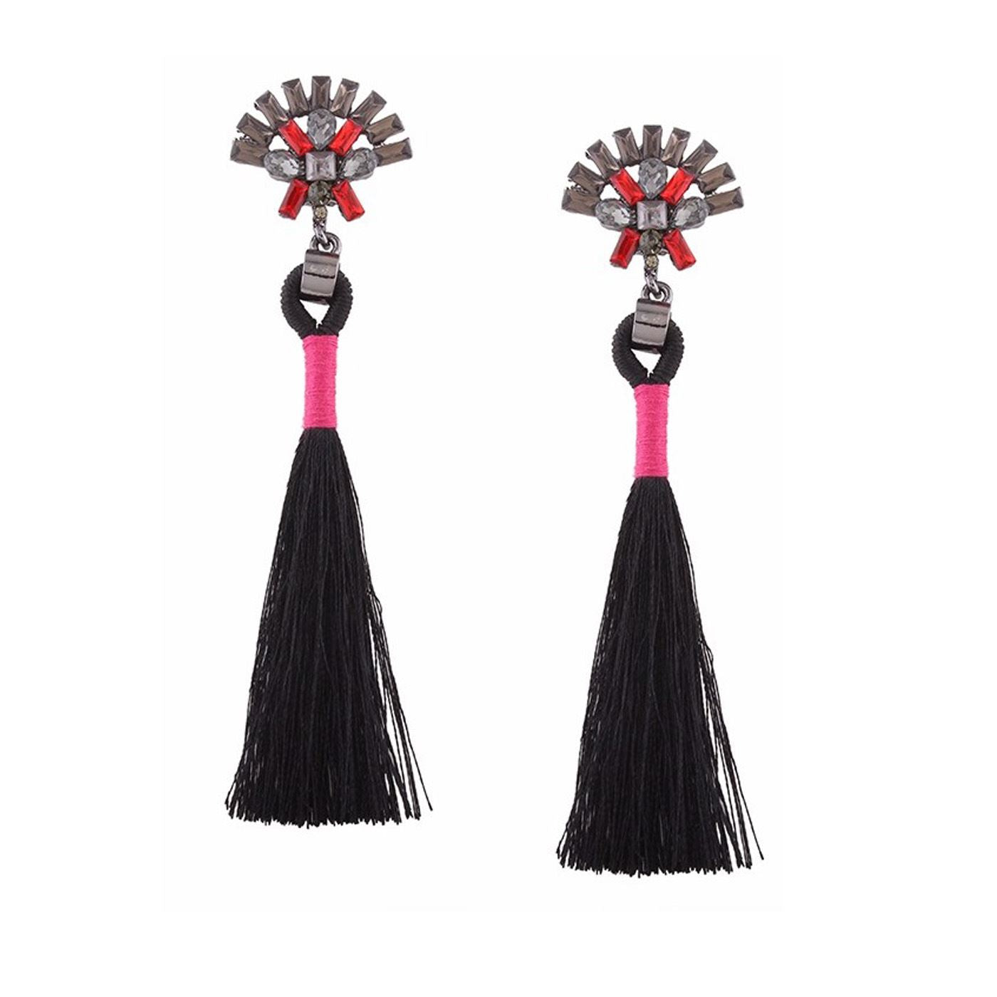 Black Red Pink Drop Tassle Tassel Earrings Dress Fashion Ladies Girls Womans UK