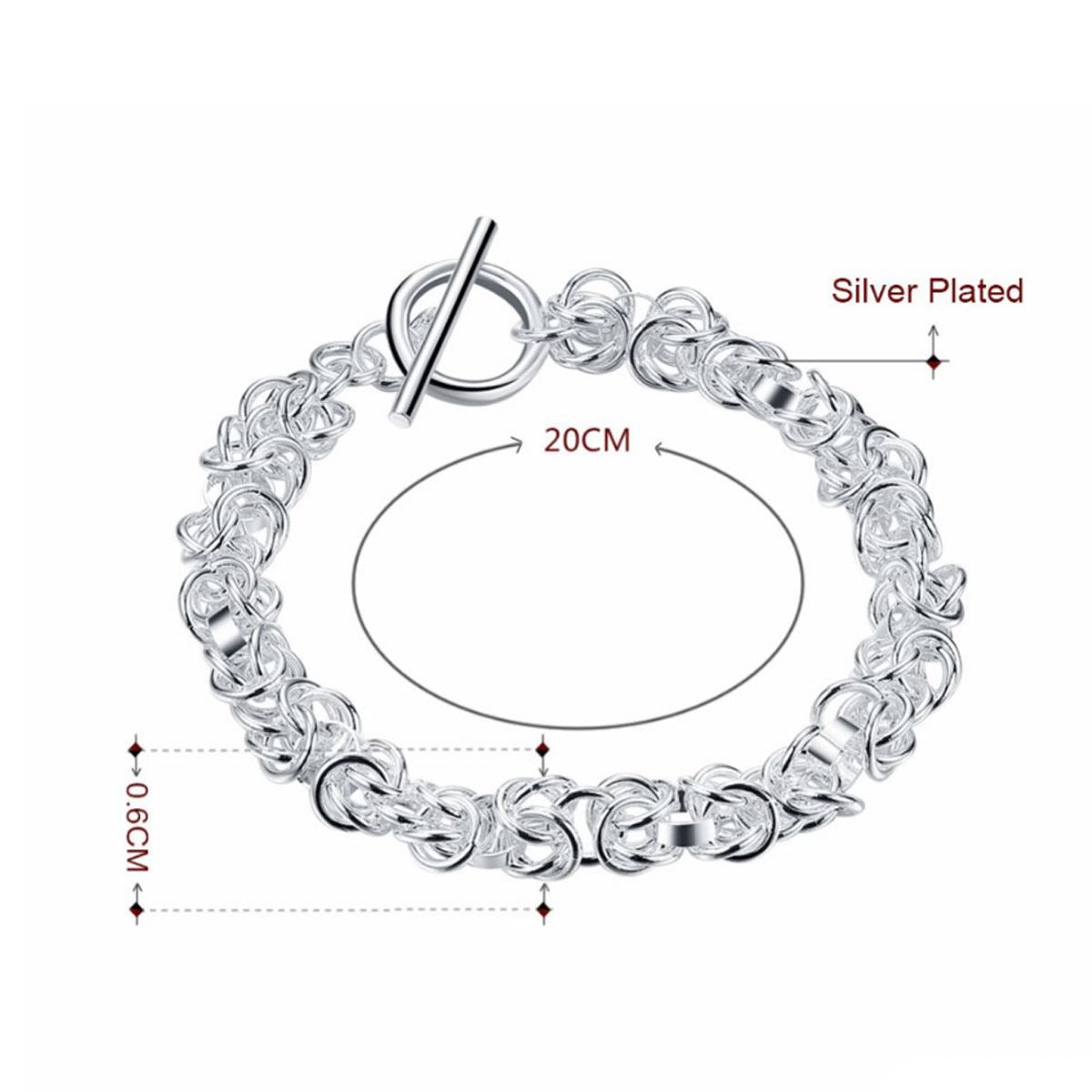 Women's Ladies Intricate Silver Plated Chain Bracelet With Toggle Clasp Close Modern Design UK Seller