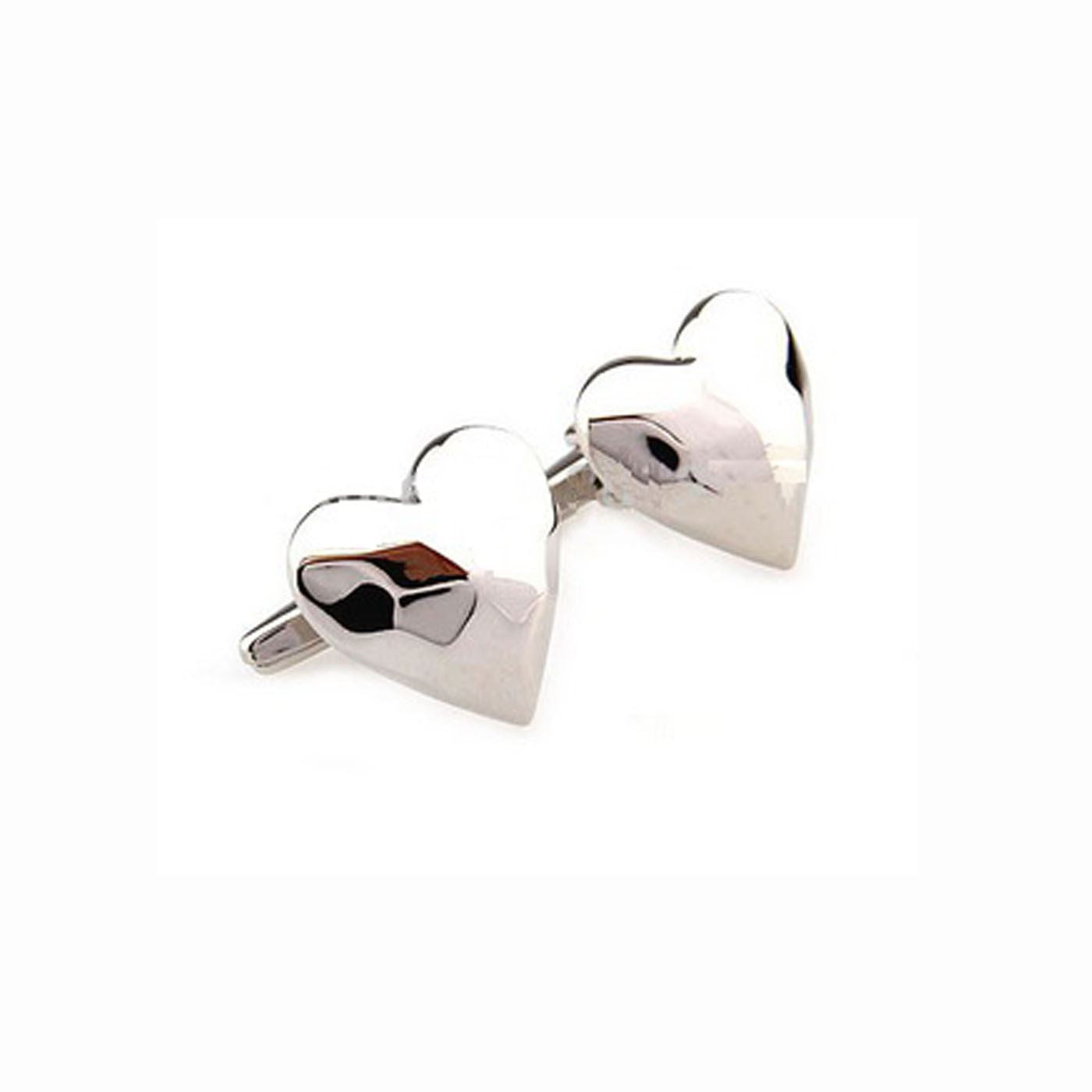 Charles William Cufflinks Silver Heart Love Ridged Show That You Care