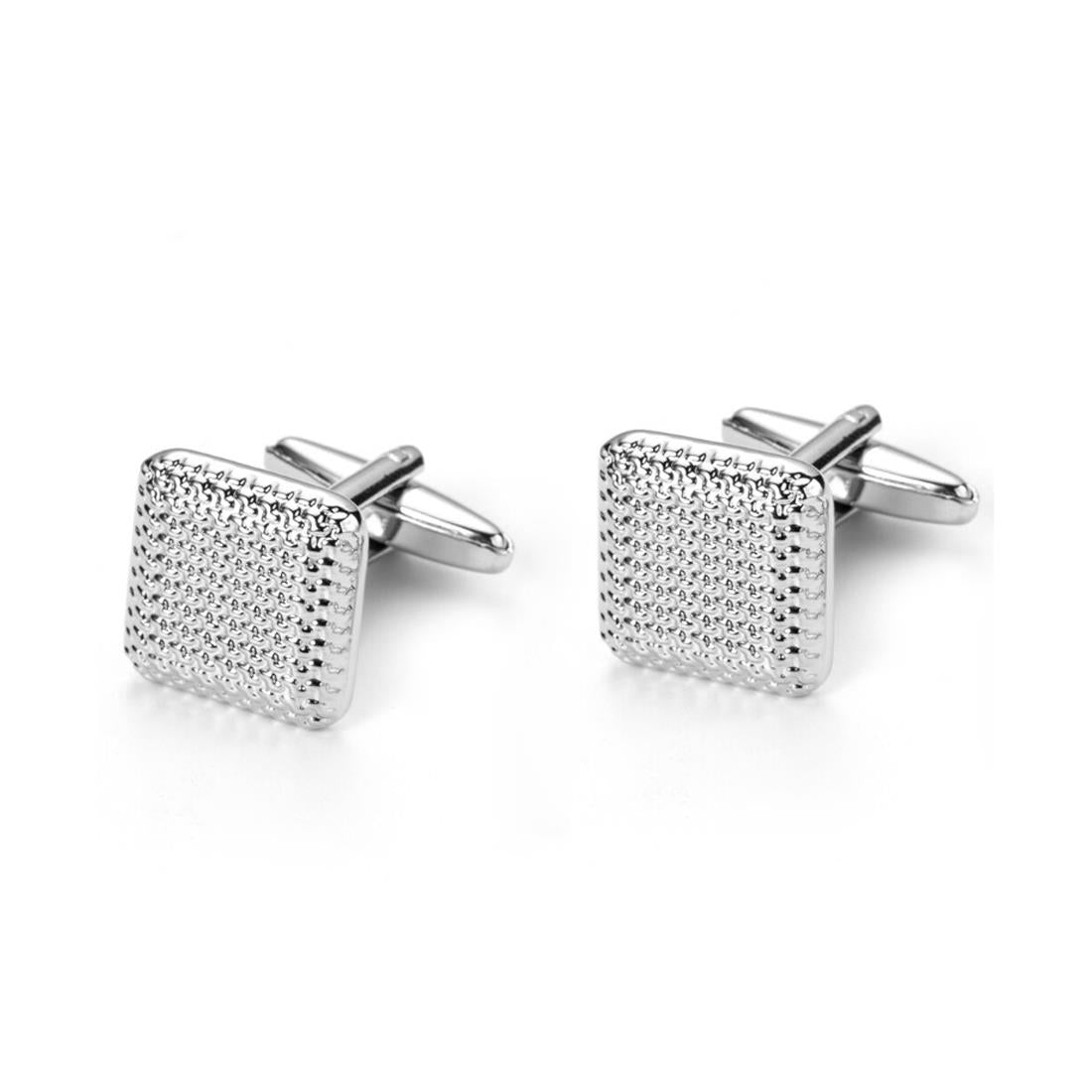 Charles William Elegant Silver Textured Cufflinks Fashion Smart Shirt Cuff LInks Wedding Office