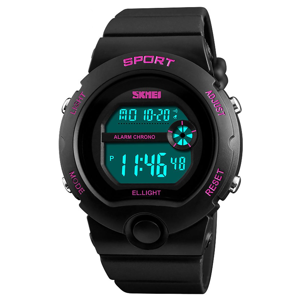 Skmei Girls Kids Black Digital With Pink Markers Watch 50m Water Resistant With Stopwatch Alarm Perfect For Ages 5-13 DG1334B