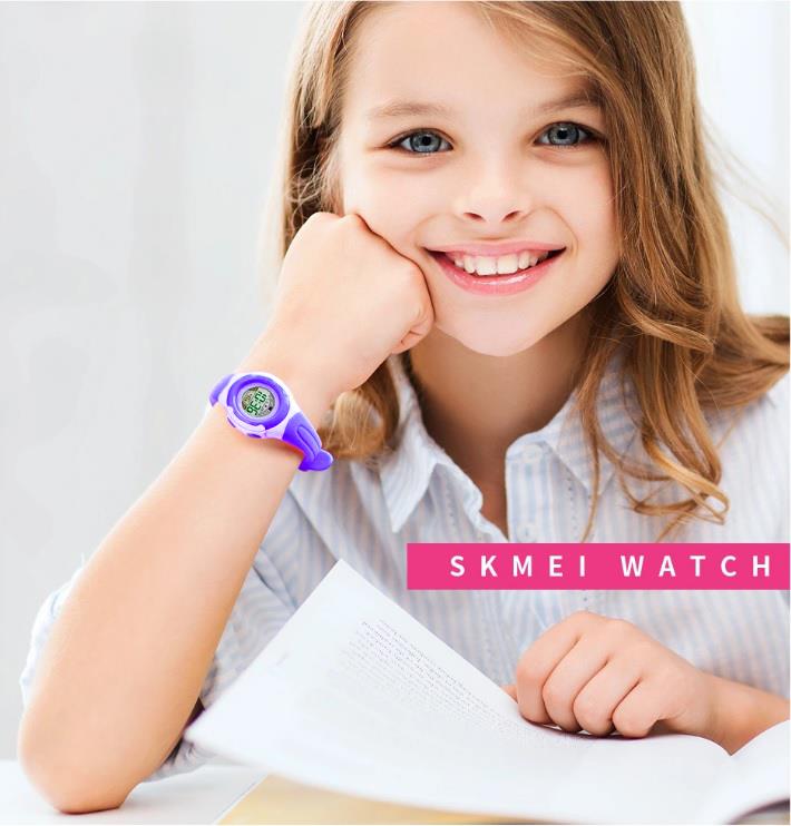 Skmei Childrens Kids Watch Girls Or Boys Stopwatch Alarm Light Purple