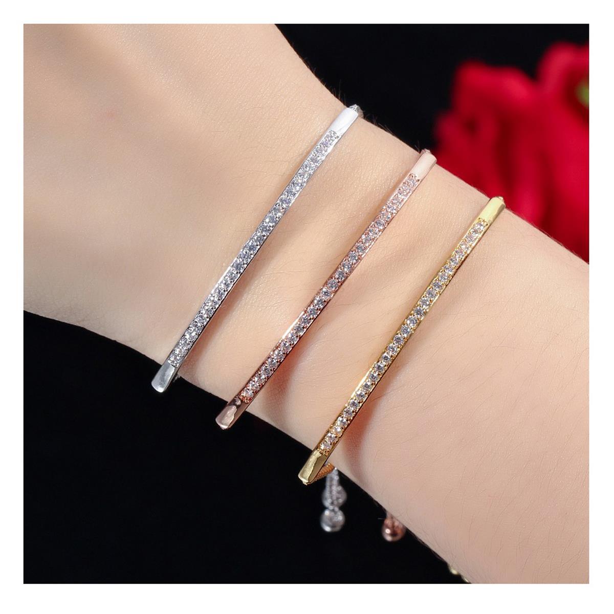 Premium Bracelet Bangle Silver With Stunning Stones Adjustable ALL Sizes UK