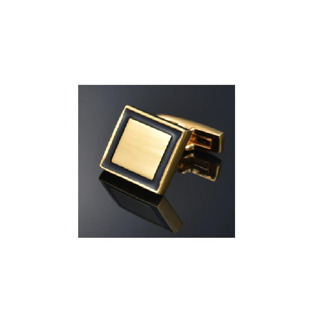 Charles William Classy Gold Cufflinks Square Shape Black Gold