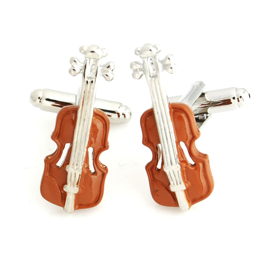 Charles William Music Brown Violin Novelty Cufflinks Wedding Gift Smart Musician Play Fashion UK