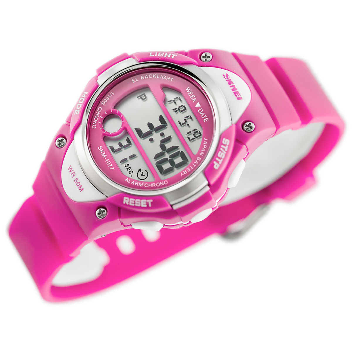 Skmei Boys And Girls Kids Pink Blue Or Black Digital Watch With Stopwatch Alarm Light Ages 6-13