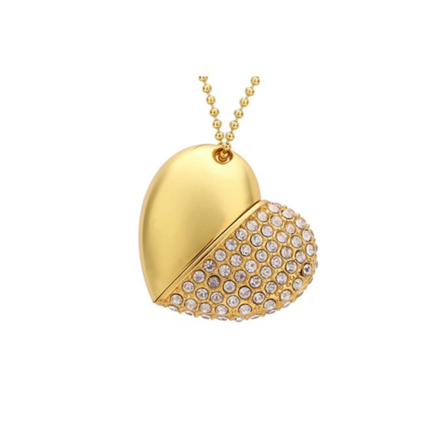 USB Gold Charm Heart With Encrusted Crystal Stones Working 8GB USB Flashdrive Memory Novelty