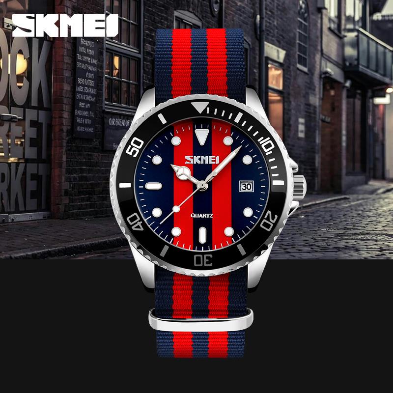 Skmei Casual Mens Watch Clear Dial Comfortable Material Strap Date Display Classic Red