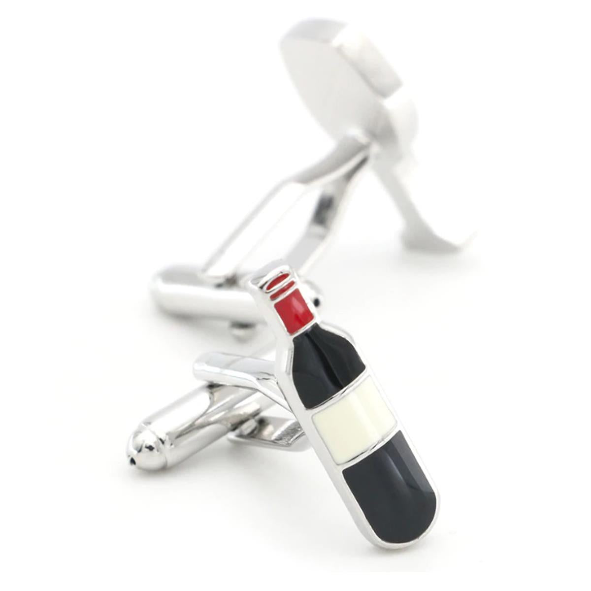 Charles William Silver Red Wine Glass Cufflinks Restaurant Present Drink Liquor Cocktail Drunk Pub