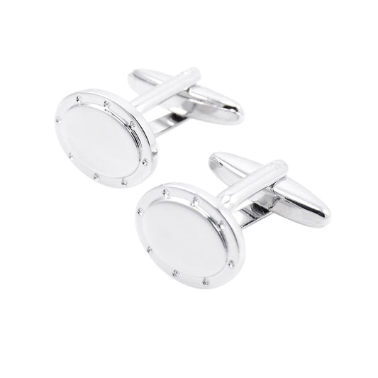 Charles William Oval Silver Cufflinks Shirt Sleeve White Stud Screw Button Cuff Link UK