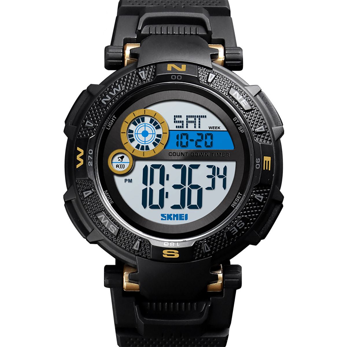 Skmei Mens Large Dial Digital Watch Day Date Alarm Stopwatch Tough Sports Watch DG1467G