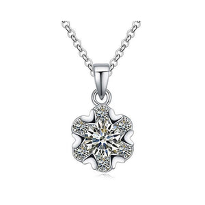Women's Girl's Love Heart Crystal Stone Pendant Necklace Silver UK Seller