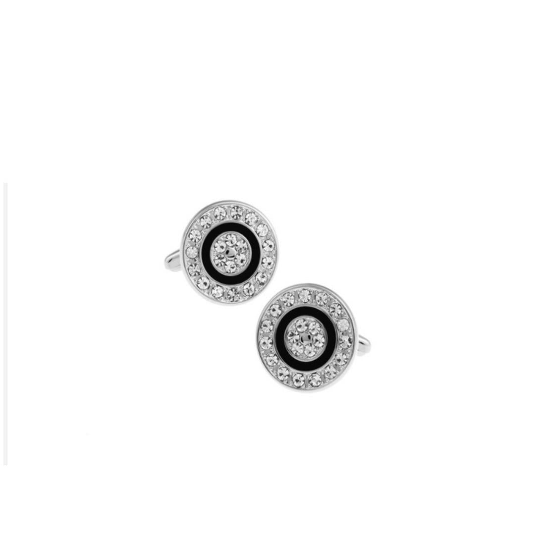 Charles William Mens Ladies Cufflinks Exclusive Black Circle Round Diamond Unique Gift Top Quality