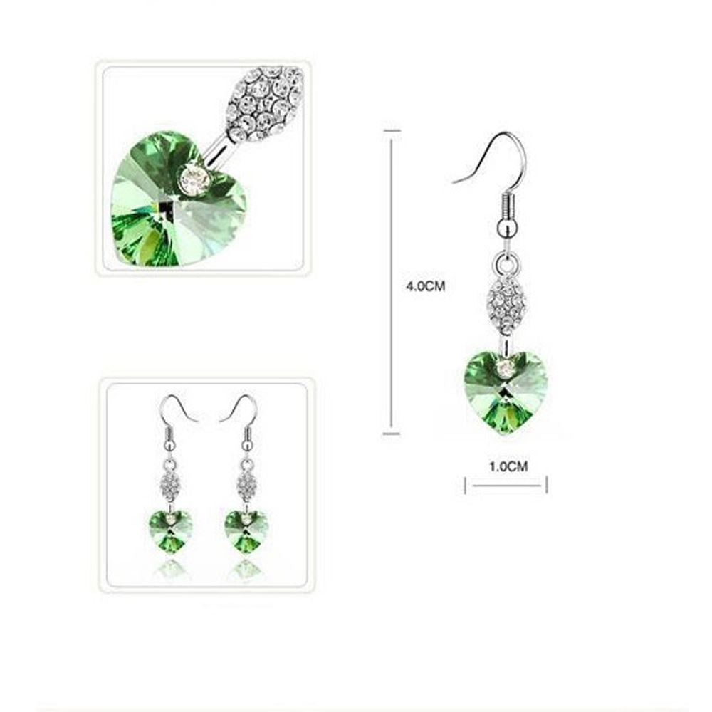 Heart Shaped Dangle Green Earrings Ladies Jewellery from Charles William