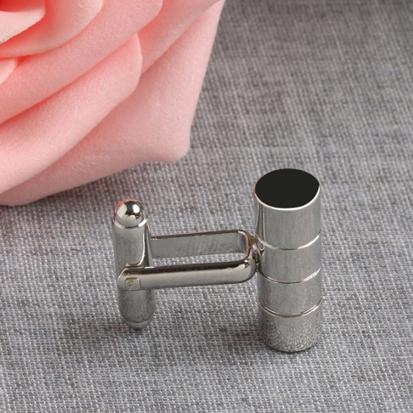 Charles William Elegant Silver Barrel Premium Round Cufflinks Smart Cylinder Shirt Button