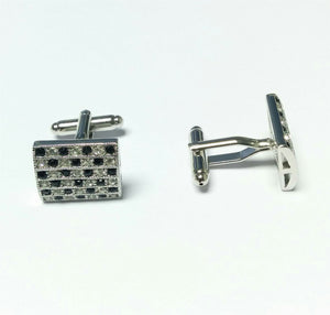 Charles William Stunning Glitzy Square Stone Encrusted Cufflinks Wedding Formal Business Checkerboard Design