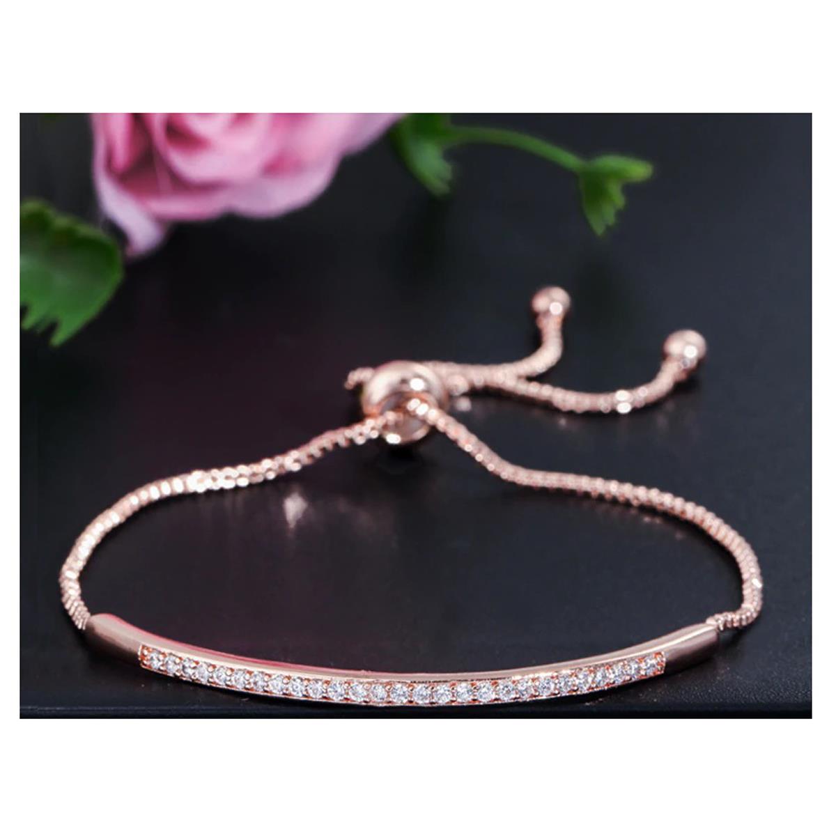 Premium Bracelet Bangle Rose Gold With Stunning Stones Adjustable ALL Sizes UK