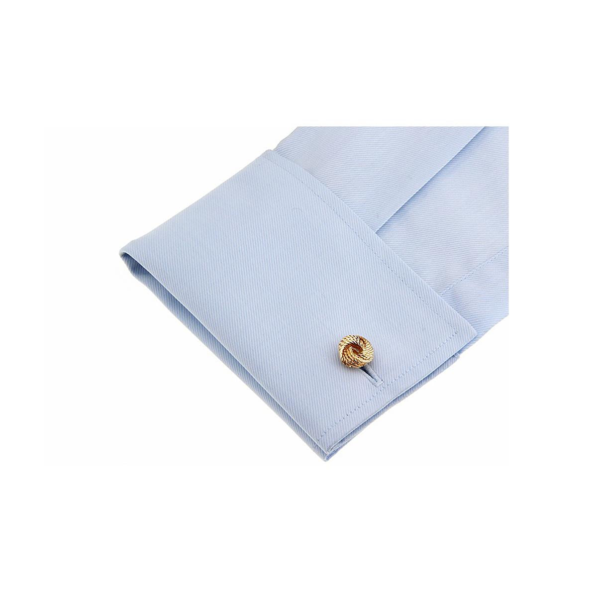 Charles William Gold Tone Stainless Steel Knot Style Cufflinks Wedding Formal Business