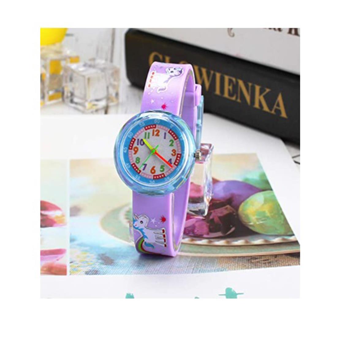 Cute Kids Purple Unicorn Girls Children Animal Zoo Numbers Child Girl Watch Easy Time UK