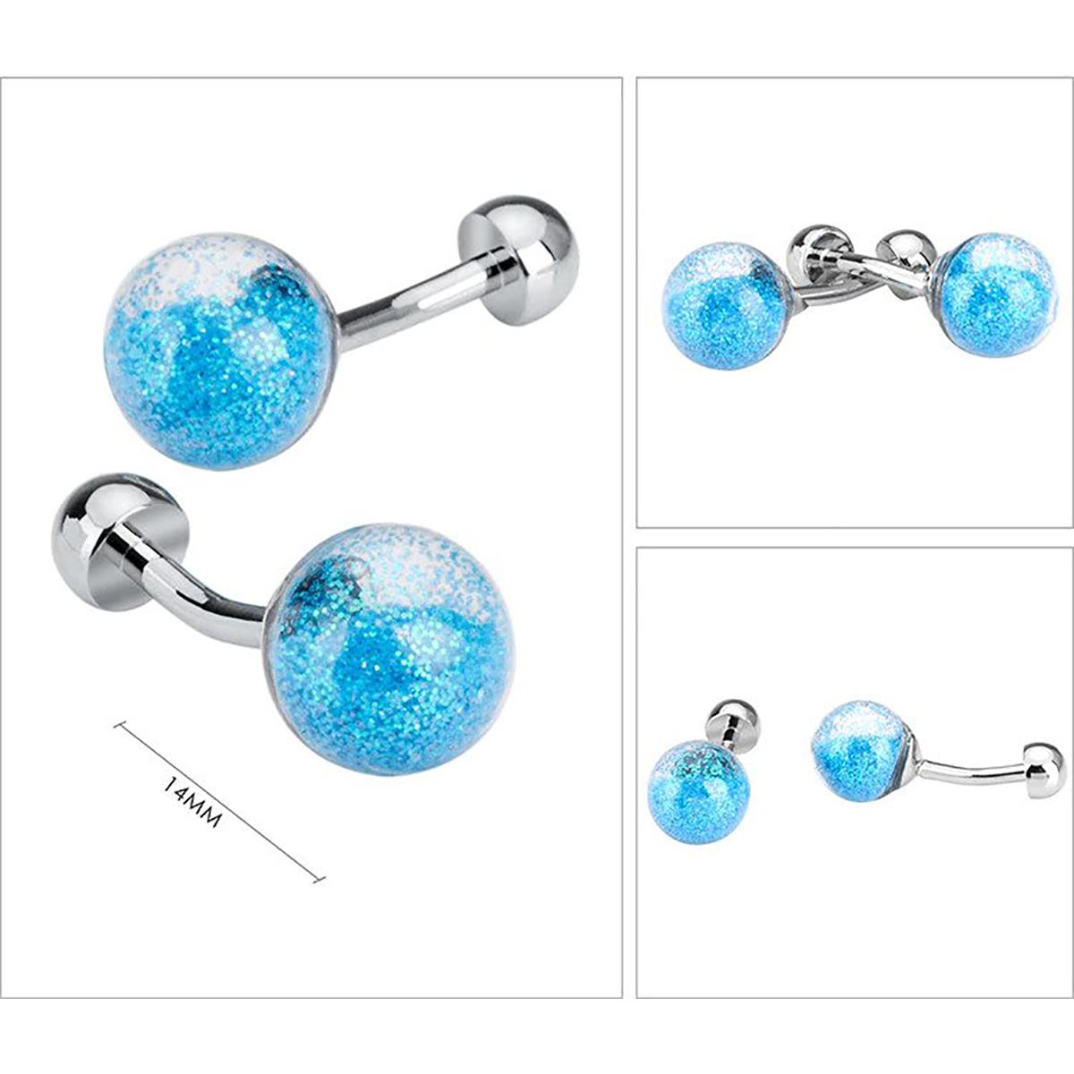 Charles Luxury Round Sand Timer Blue Colour Smart Cufflinks Wedding Business Unique Gift UK