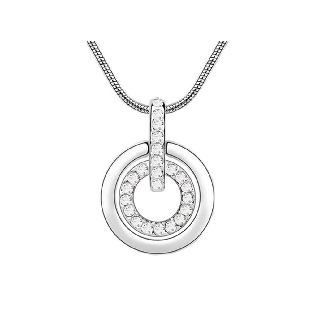 Women's Clear Circle Pendant Necklace Encrusted Crystal Stones Mix & Match UK