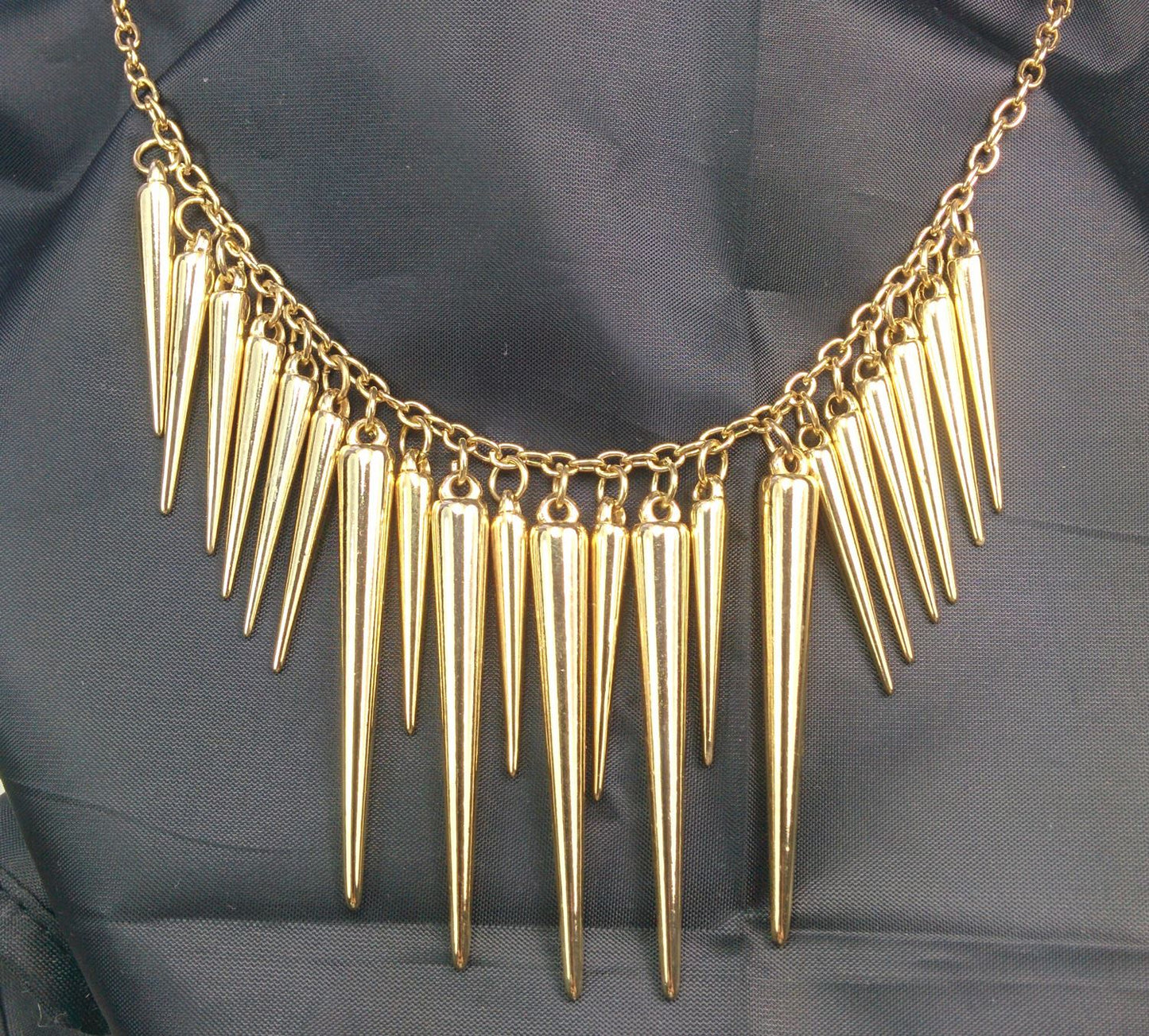 Charles William Women's Gold Spike Rivet Tassel Bib Necklace Accessory Fashion UK Seller