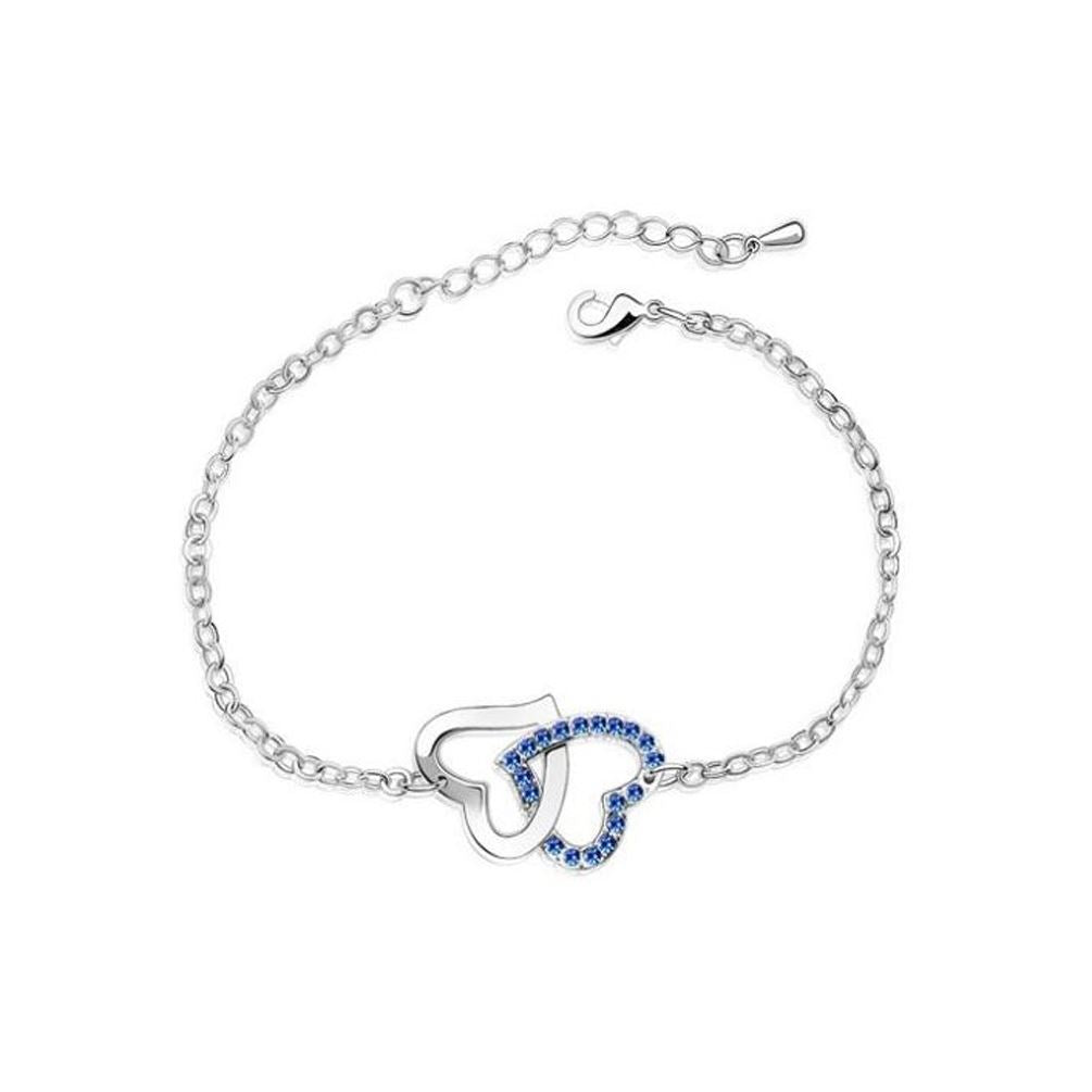 Double Heart Intertwined Love Bracelet Dark Blue Jewellery from Charles William