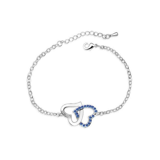 Double Heart Intertwined Love Bracelet Dark Blue Jewellery from Charles William