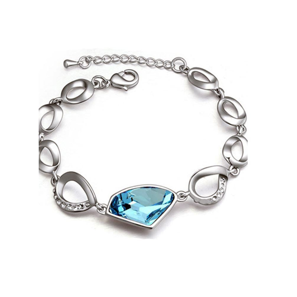 Women's Girls Fashion Bracelet Large Sky Blue Stone Crystal Jewellery Mix & Match UK Seller