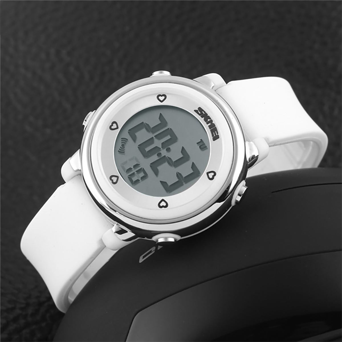 Skmei Kids Girls White Digital Watch 50m Water Resistant With Stopwatch Alarm Ages 5+ DG1100