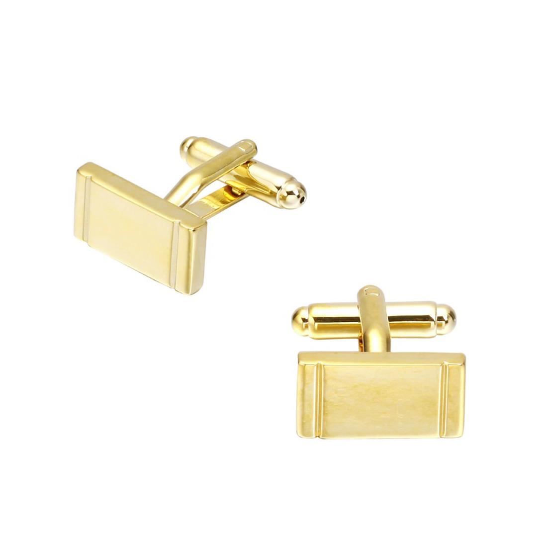 Charles William Classy Gold Cufflinks Rectangle Shape Premium Quality Free Pouch